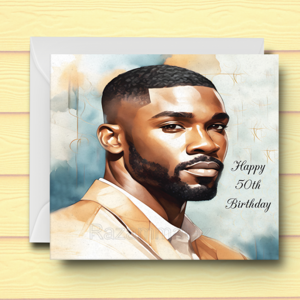 Black Man Birthday Card A2